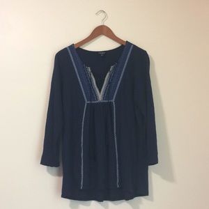 Navy Lucky Brand Lace-up Top